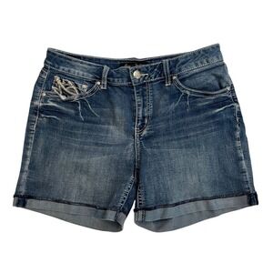 Love Indigo Womens Denim Jean Shorts, Love Indigo‎ Rolled Rhinestone Shorts 18